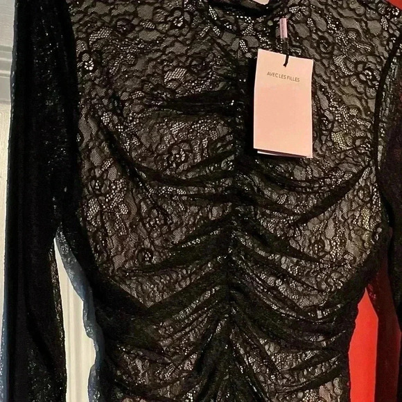 AVEC LES FILLES NEW nwt large L
Women's Ruched Lace Back-Cutout Dress - Picture 8 of 8